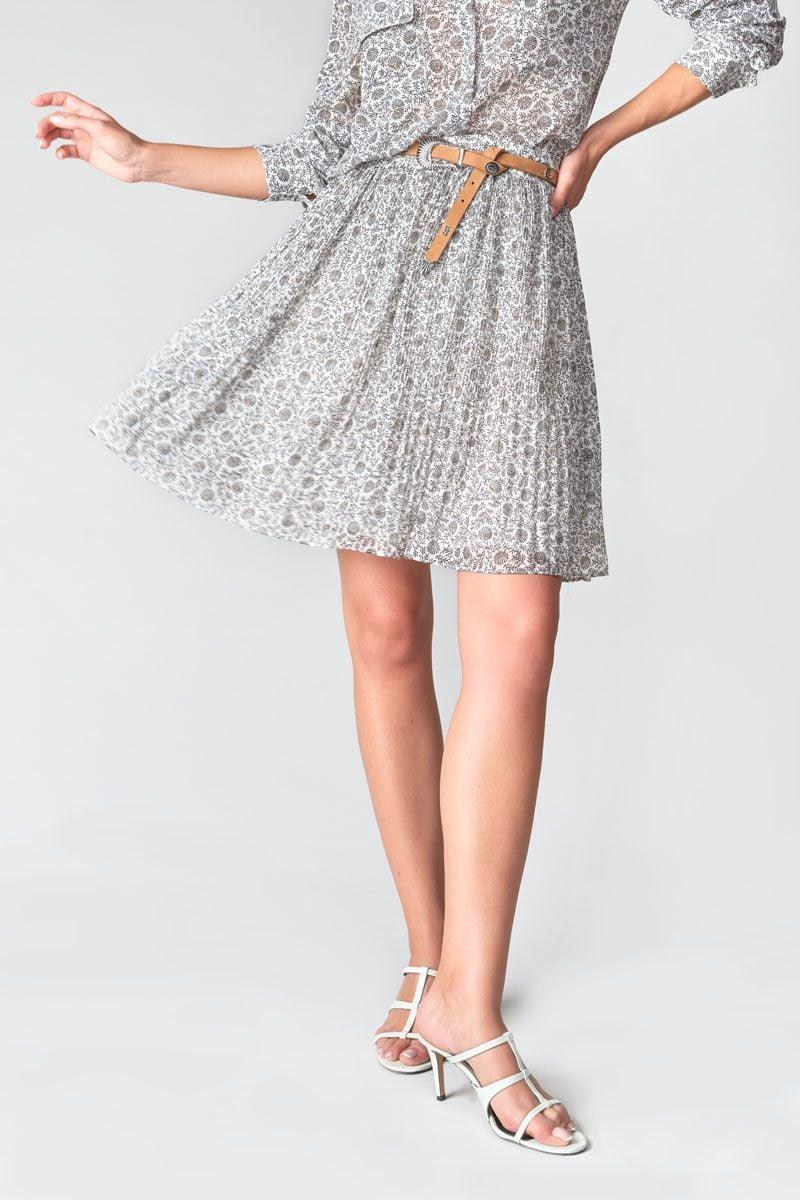 Le Temps Des Cerises Jupe Absinth à Motif Fleuri