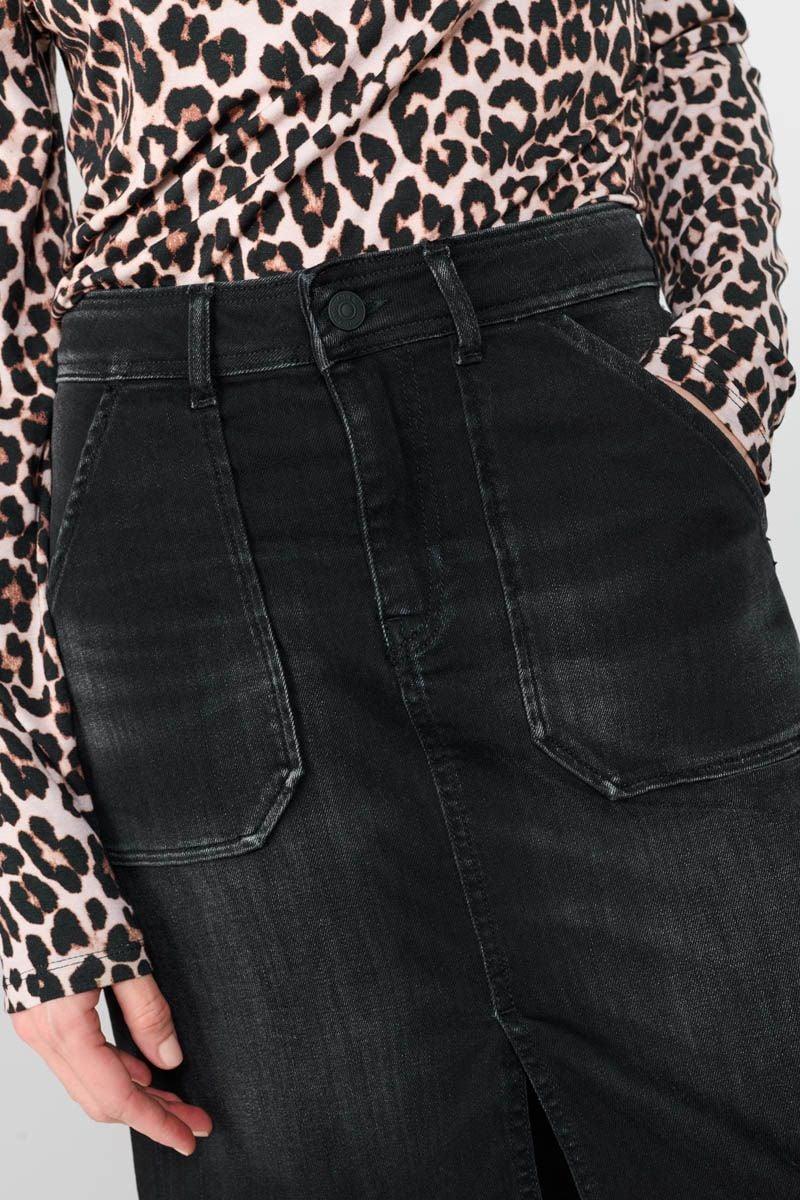 Le Temps Des Cerises Jupe Ledisi En Jeans Noir
