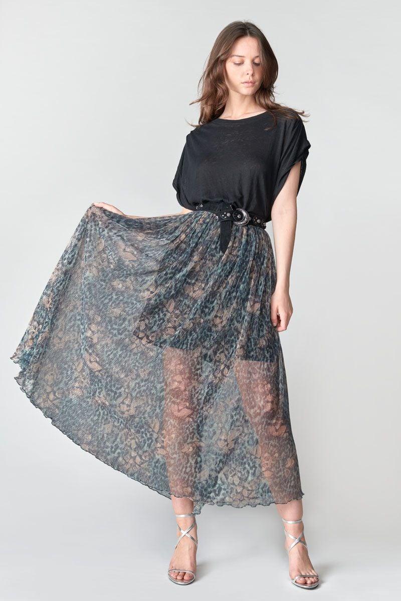 le temps des cerises Jupe longue Dille kaki irisée