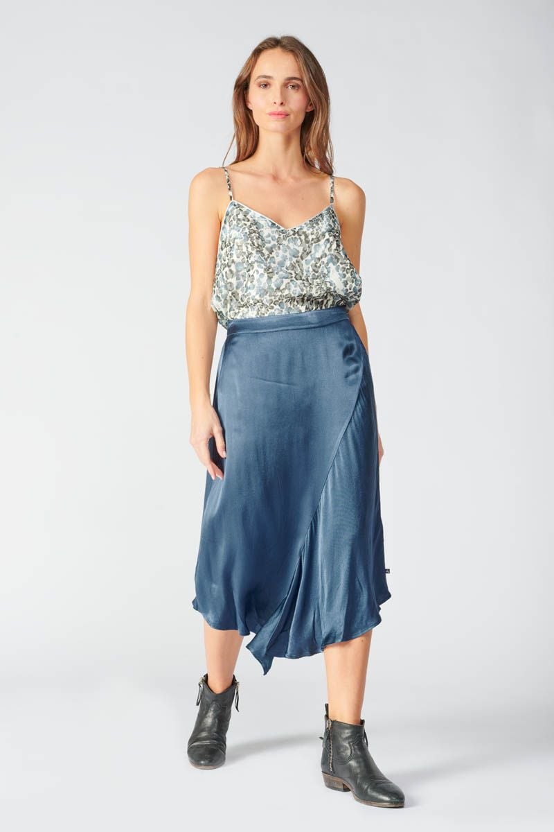 le temps des cerises Jupe longue Lively bleu jeans