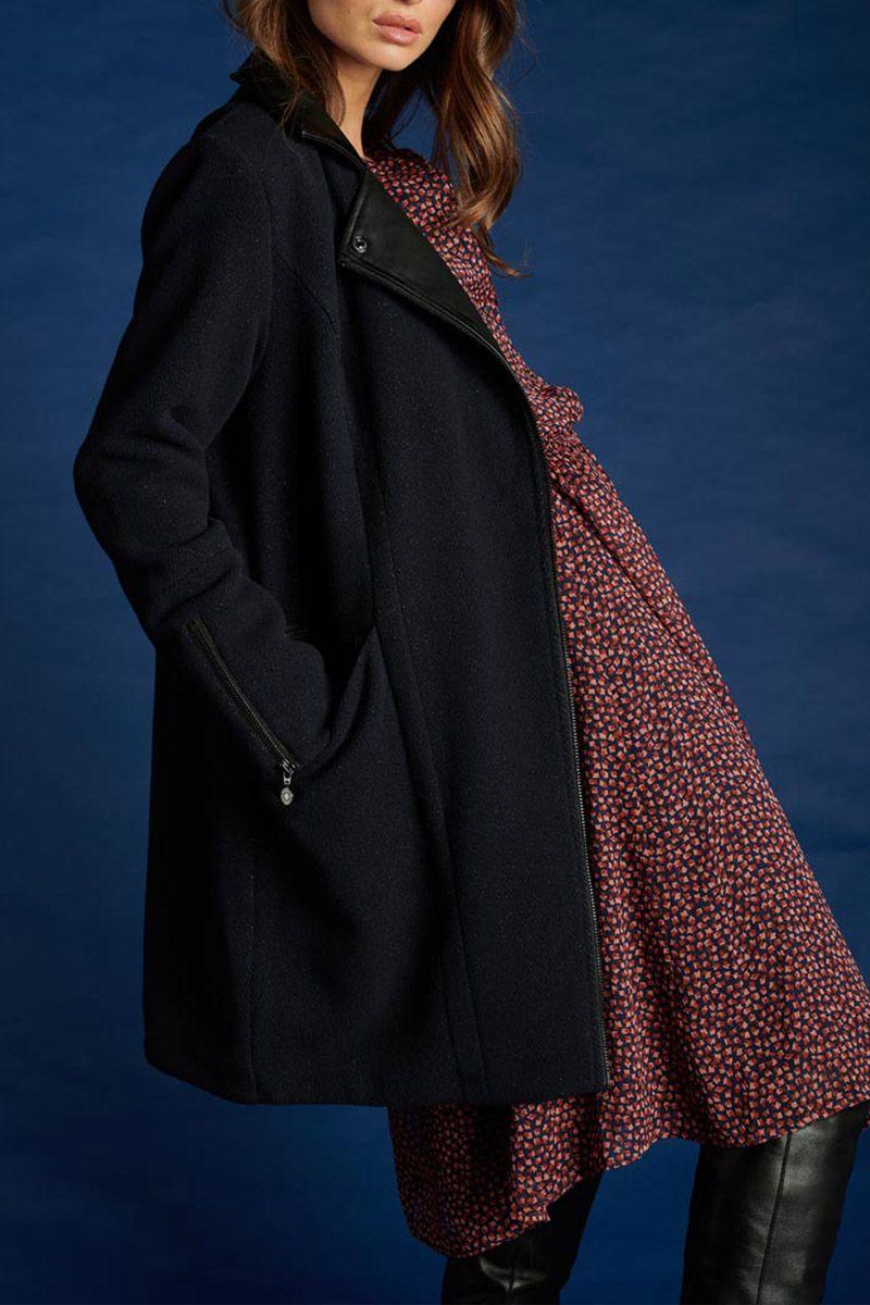 Le Temps Des Cerises Manteau Soje Bleu Marine