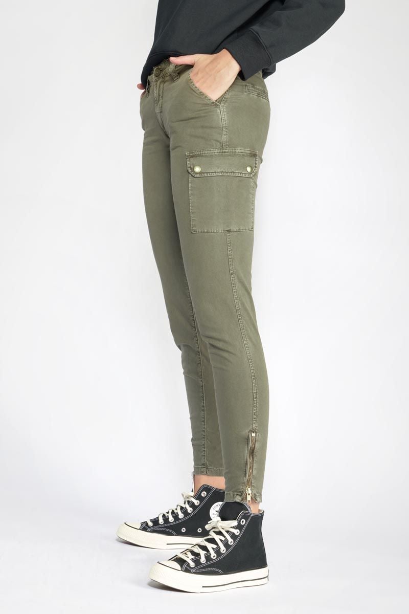 le temps des cerises Pantalon Army slim kaki