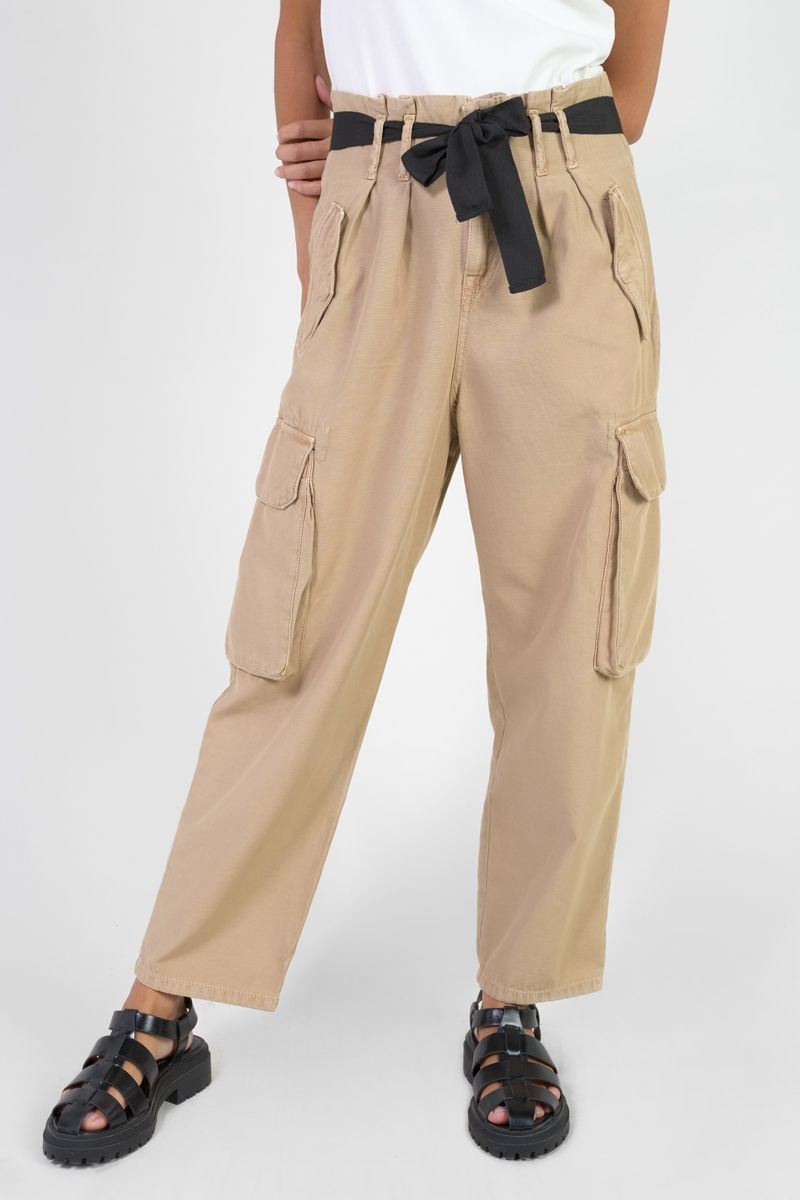 le temps des cerises Pantalon baggy Ambroise beige