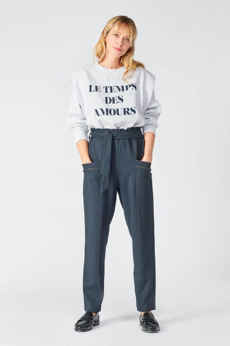 le temps des cerises Pantalon Beverly bleu marine