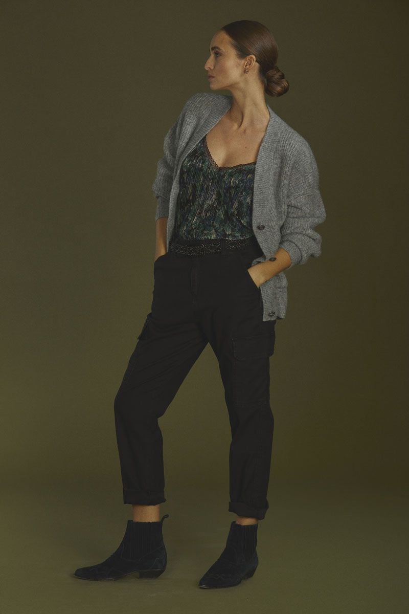 le temps des cerises Pantalon cargo Castellas noir