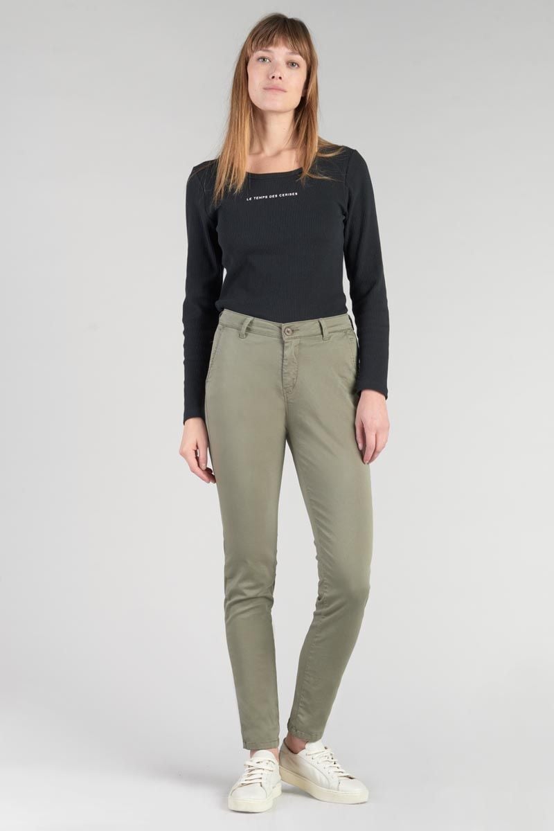 le temps des cerises Pantalon chino Dyli4 kaki