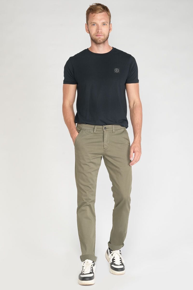 le temps des cerises Pantalon chino slim Jas kaki