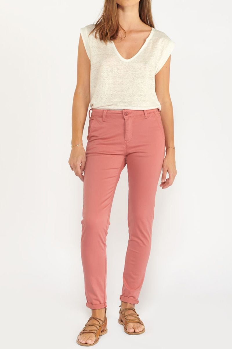 Le Temps Des Cerises Pantalon Dyli Pêche Rosé