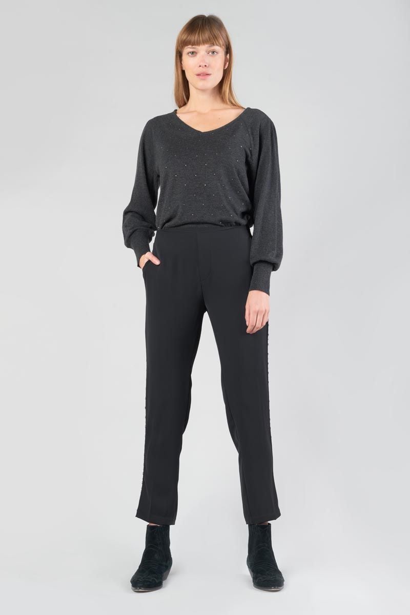 le temps des cerises Pantalon fluide Zena noir