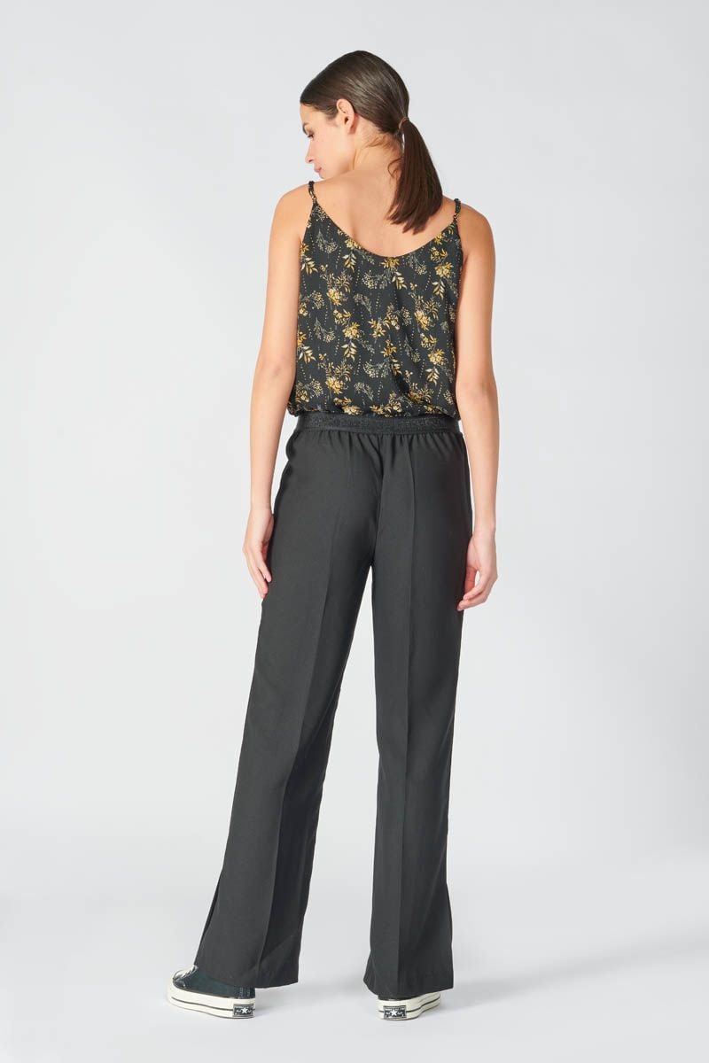 Le Temps Des Cerises Pantalon Rosaly Noir à Fentes