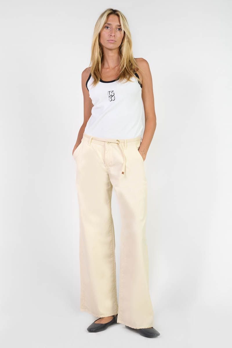 le temps des cerises Pantalon wide leg Tahis beige
