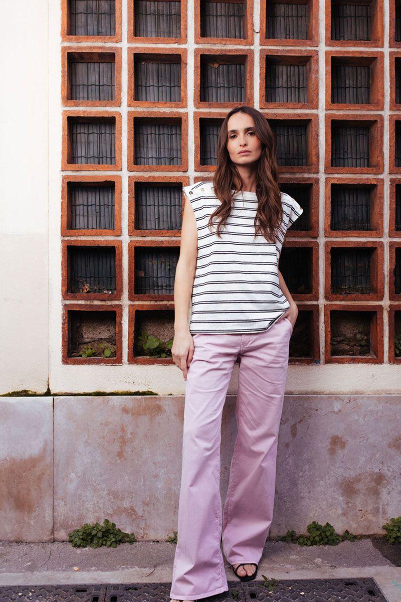 le temps des cerises Pantalon wide leg Tahis rose