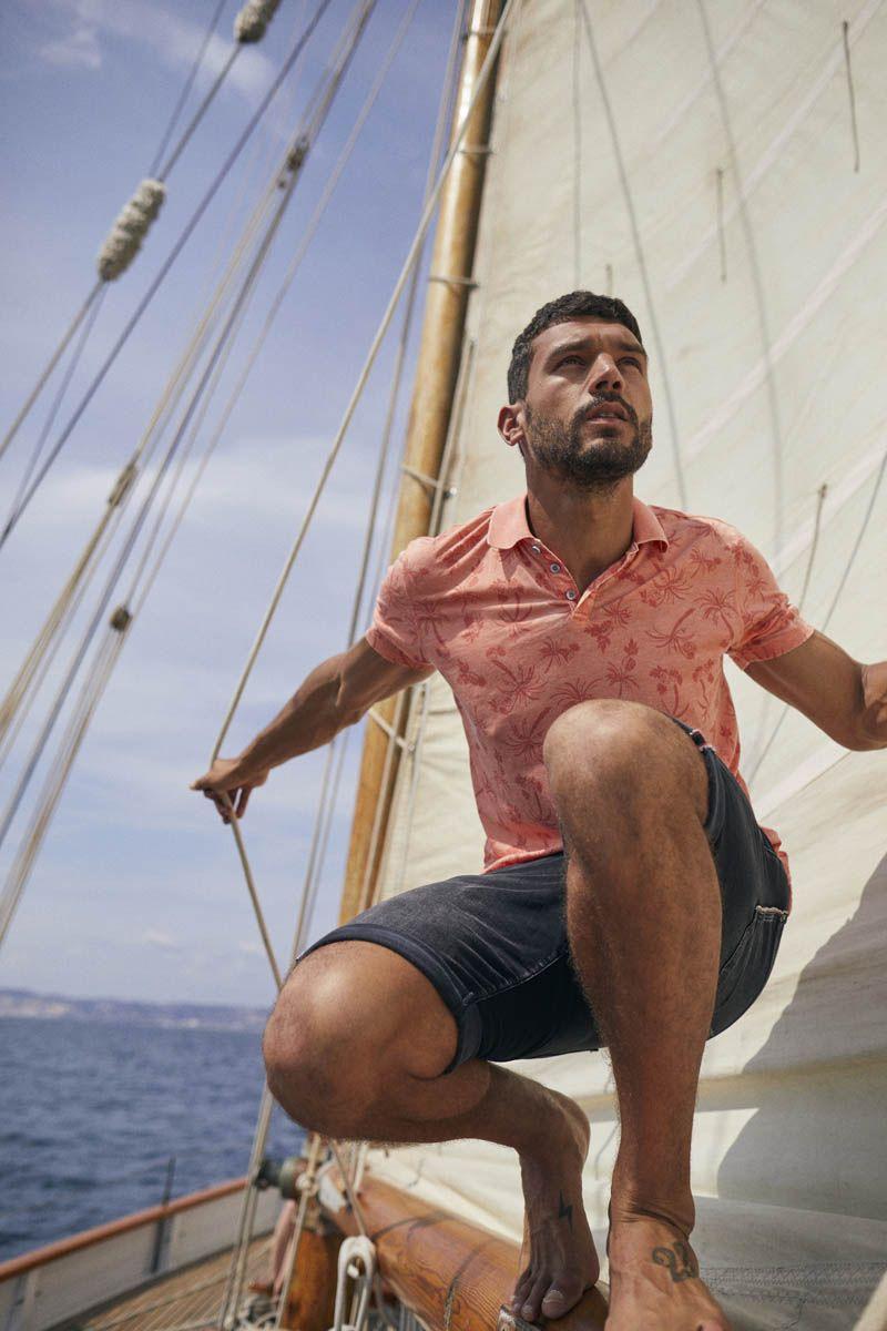 le temps des cerises Polo Fezur à motif palmier