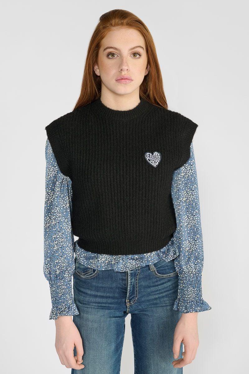 Le Temps Des Cerises Pull Bellgi Sans Manches Noir