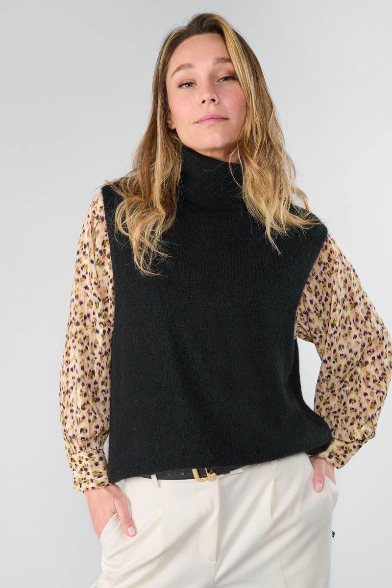 le temps des cerises Pull Cleva sans manches noir