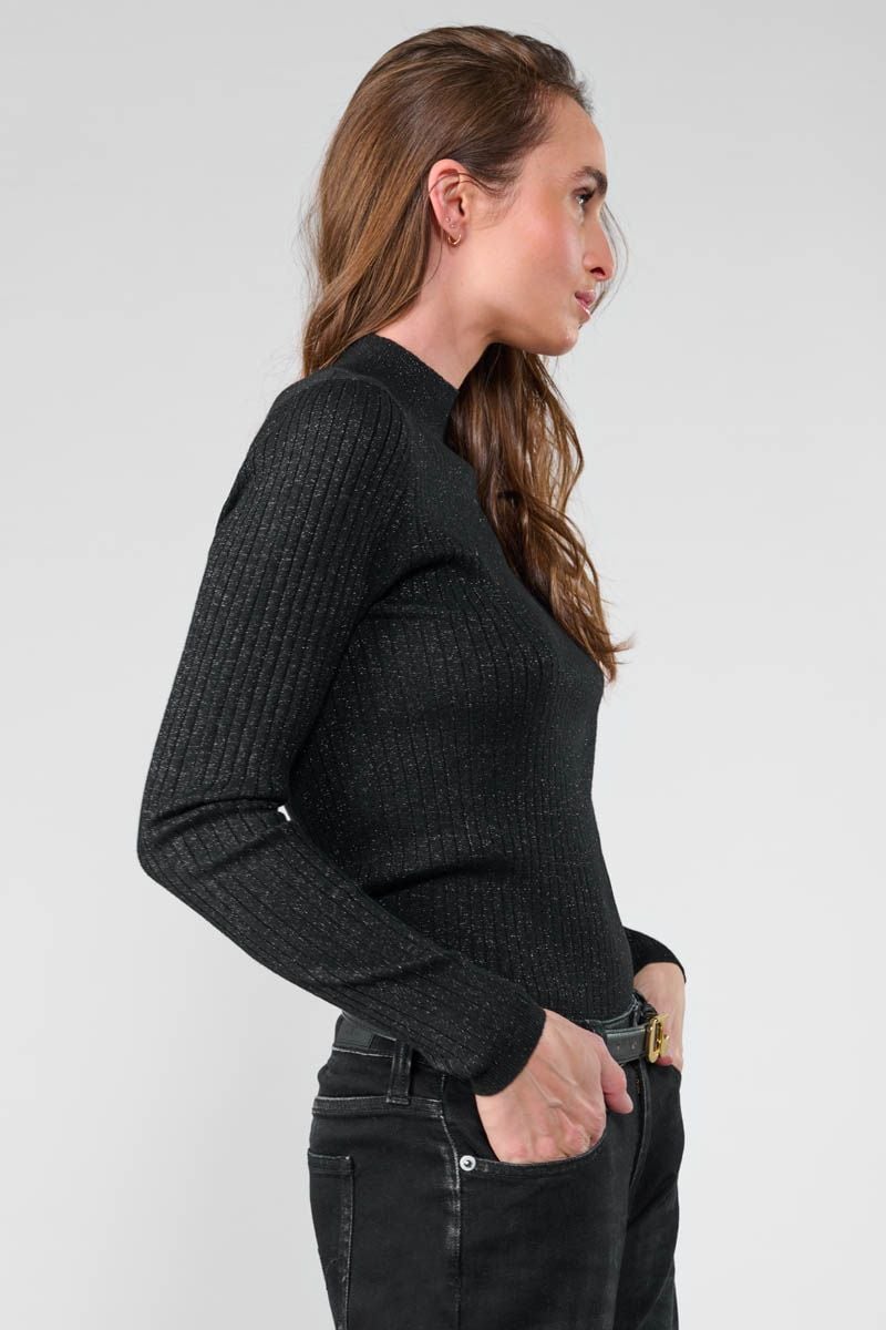 Le Temps Des Cerises Pull Cruza Noir Brillant