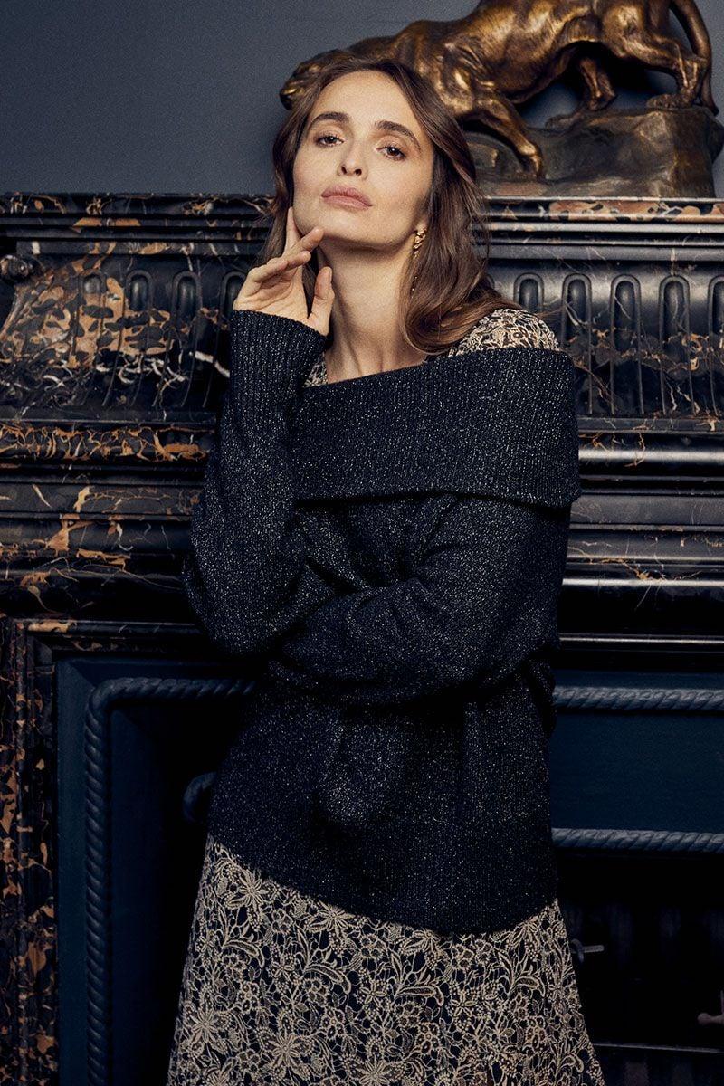 le temps des cerises Pull Kenai noir et argenté