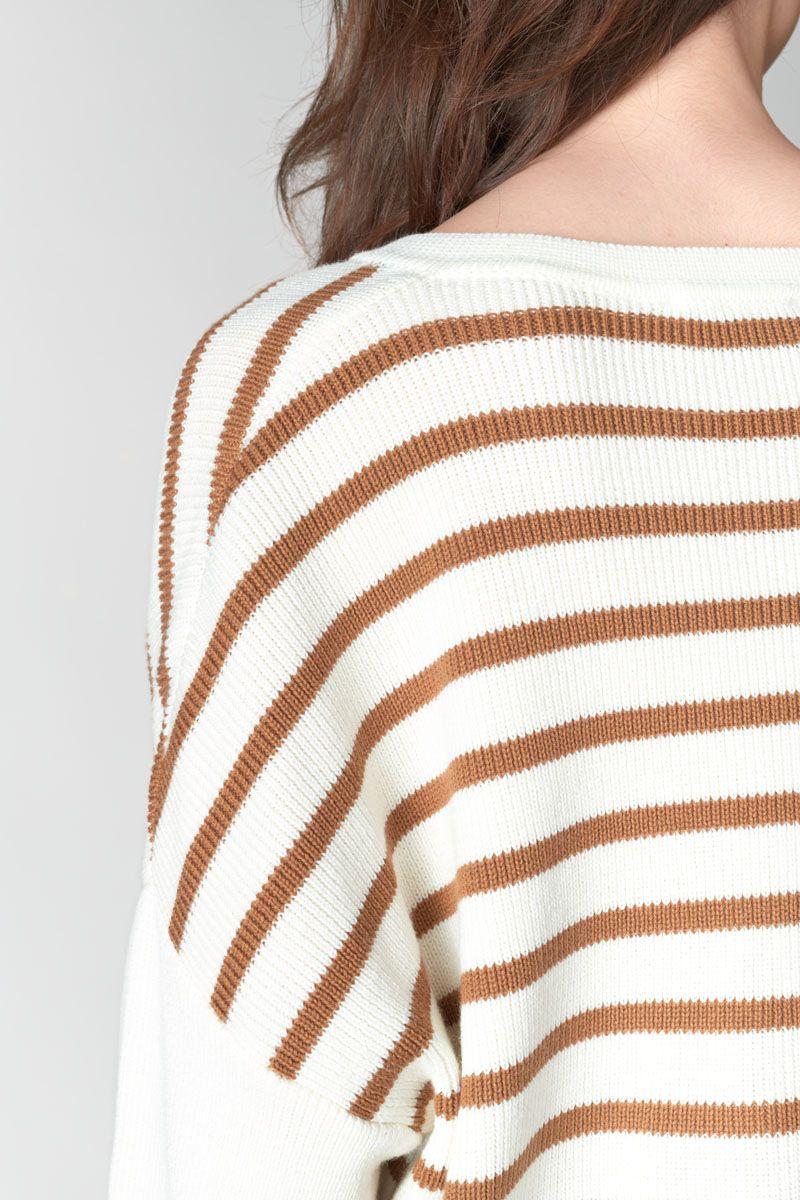 Le Temps Des Cerises Pull Lobelie à Rayures Marron