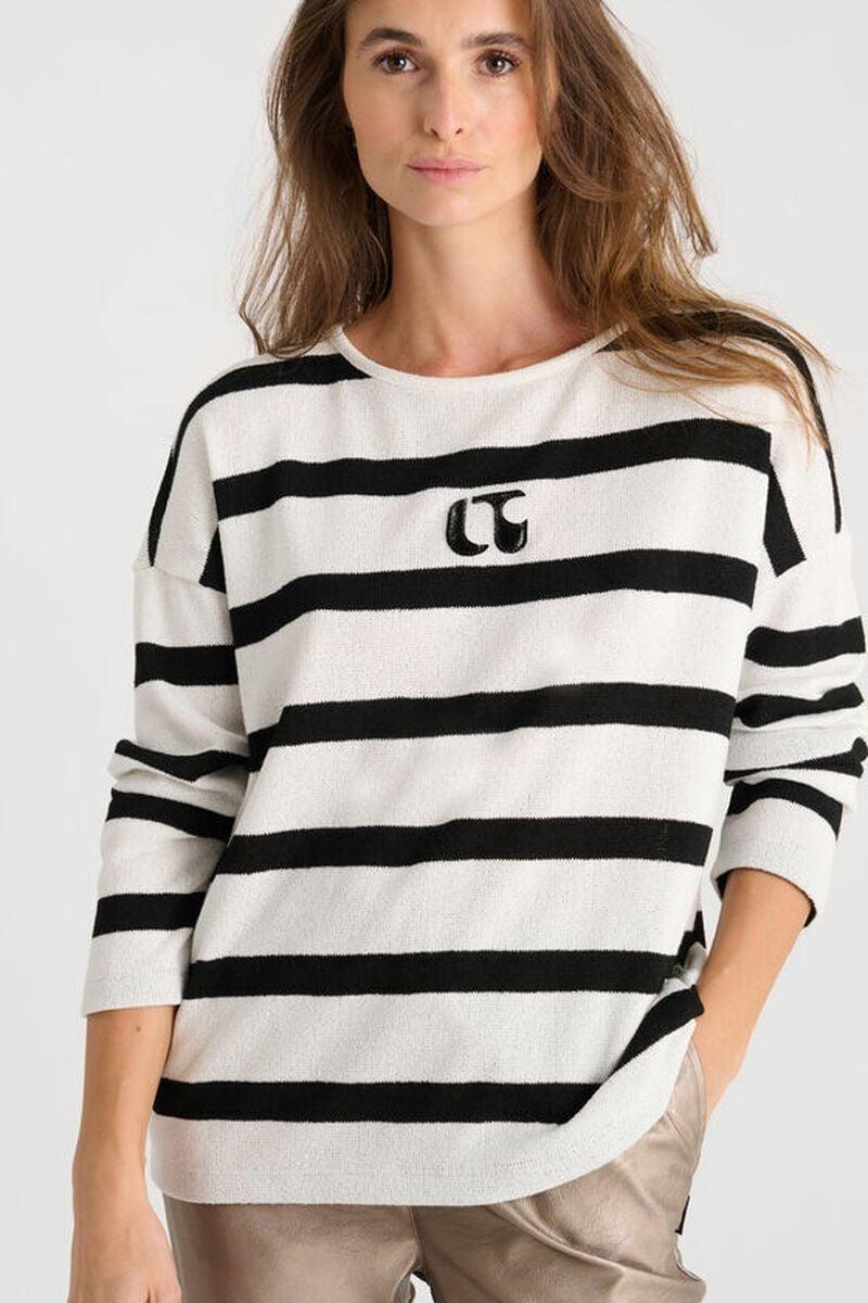 le temps des cerises Pull Macy crème marinière