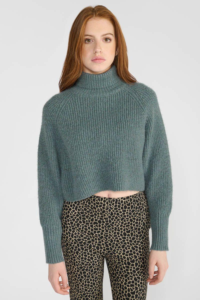 le temps des cerises Pull Saiagi bleu vert