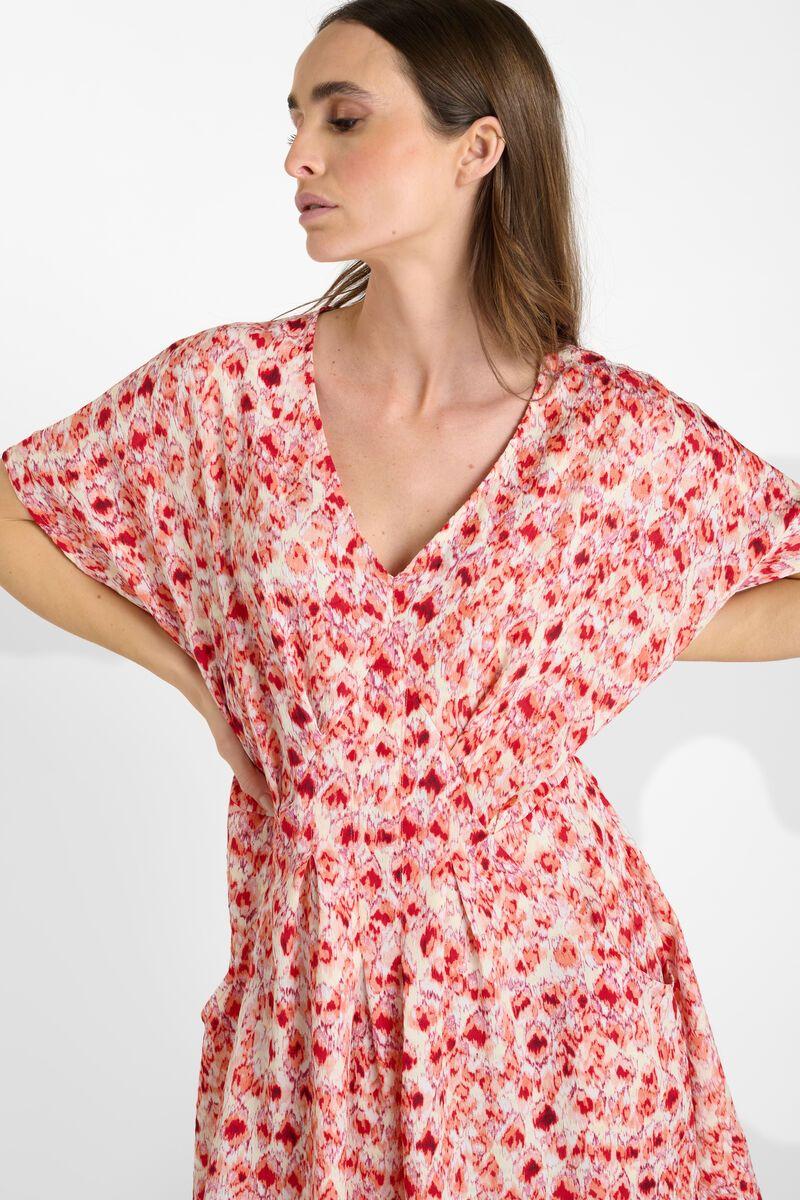 Le Temps Des Cerises Robe Agata Rouge à Motif