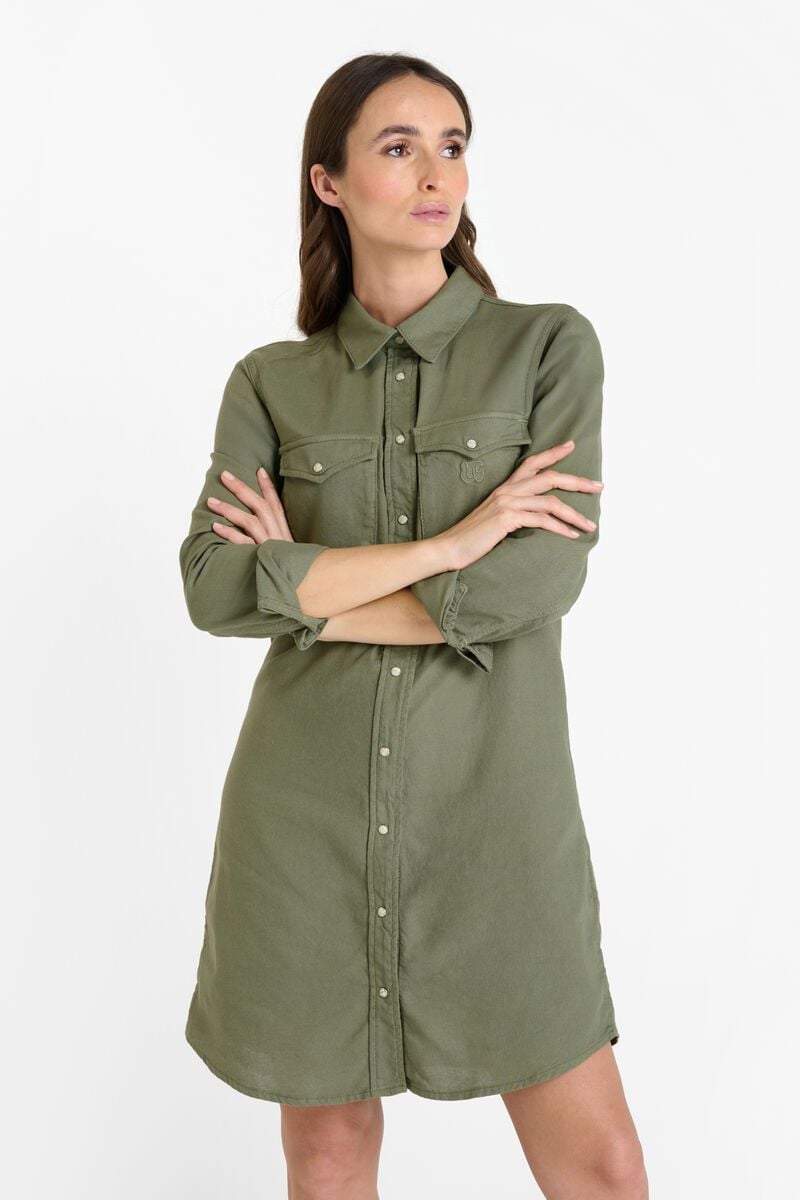 Le Temps Des Cerises Robe Alio En Jeans Kaki