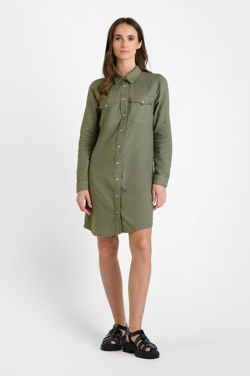 le temps des cerises Robe Alio en jeans kaki