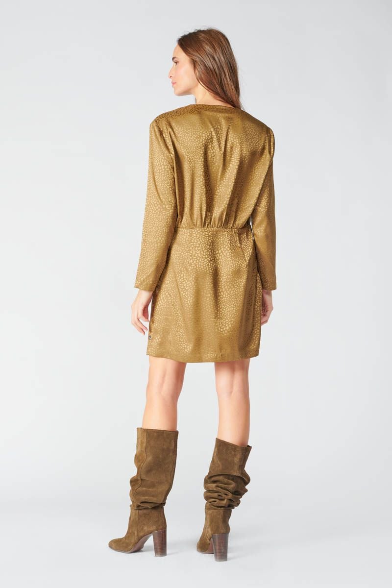 Le Temps Des Cerises Robe Baz En Jacquard Doré