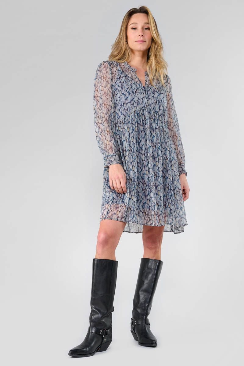 le temps des cerises Robe Denali bleue à motif