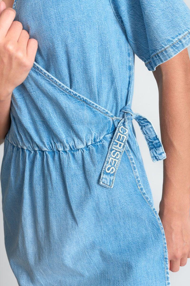 Le Temps Des Cerises Robe Floe En Jeans Bleu