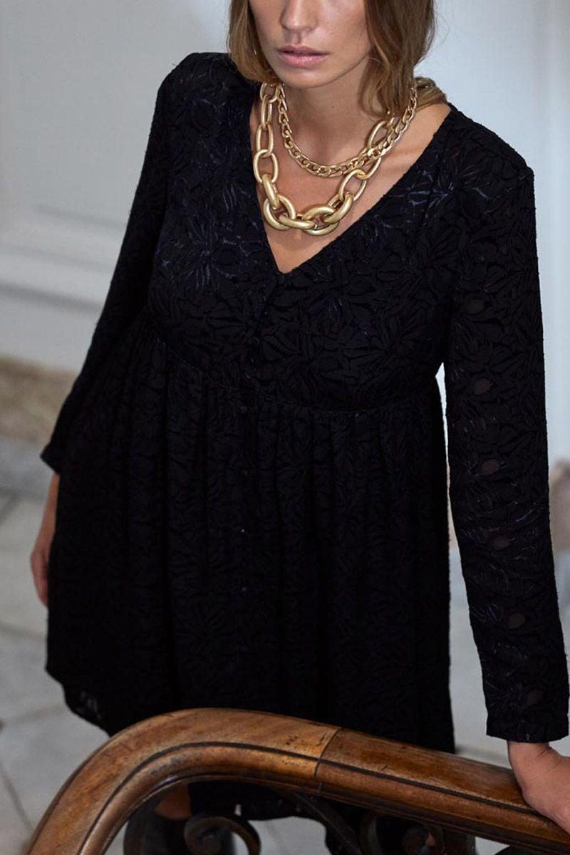 le temps des cerises Robe Iron en jacquard noire
