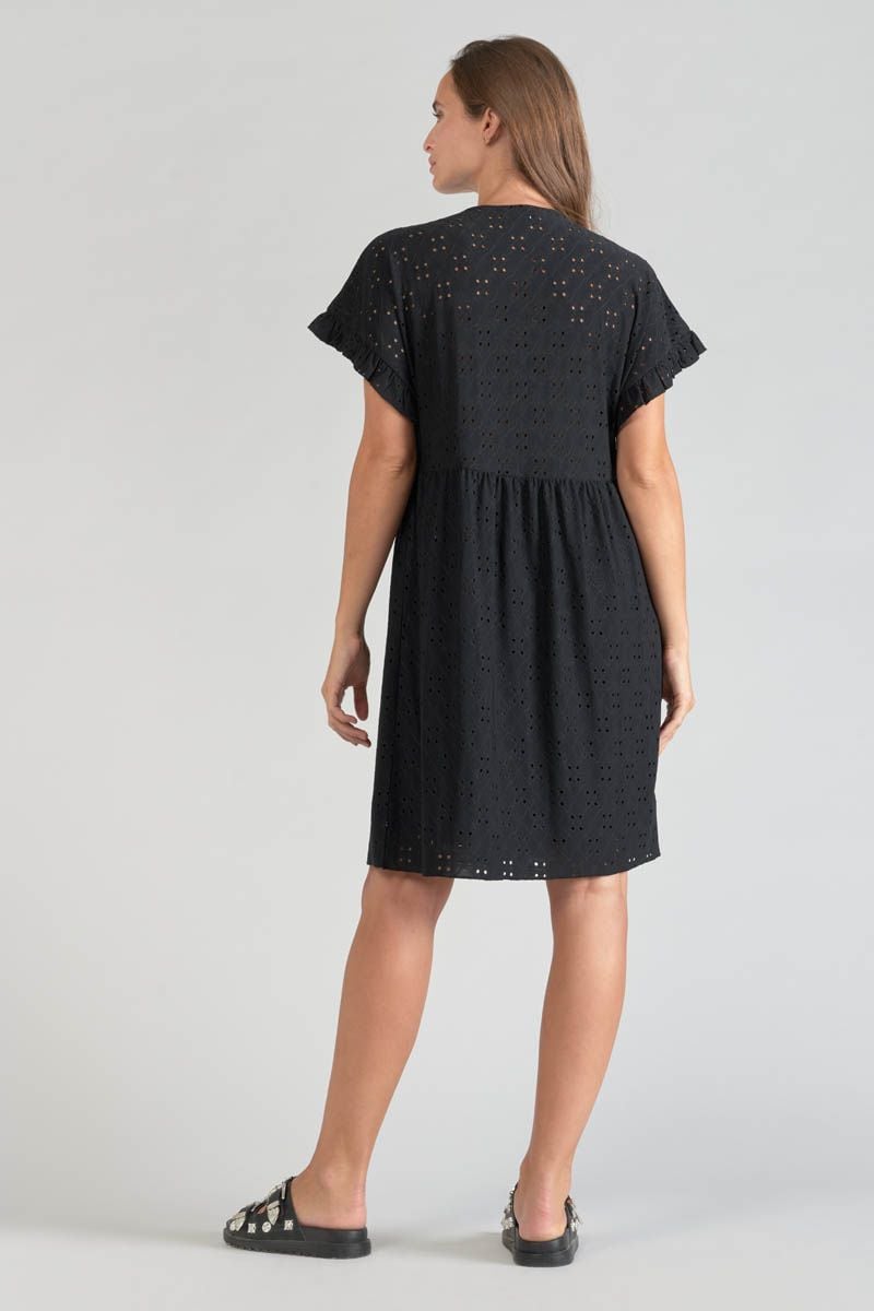 Le Temps Des Cerises Robe Lia Ajourée Noire