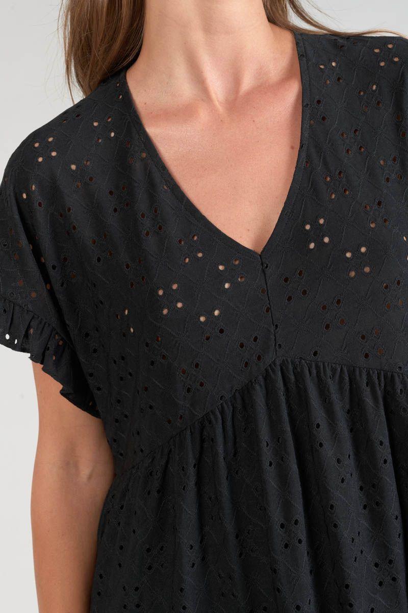 Le Temps Des Cerises Robe Lia Ajourée Noire