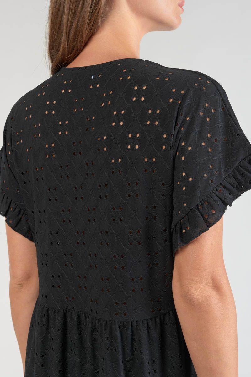 Le Temps Des Cerises Robe Lia Ajourée Noire