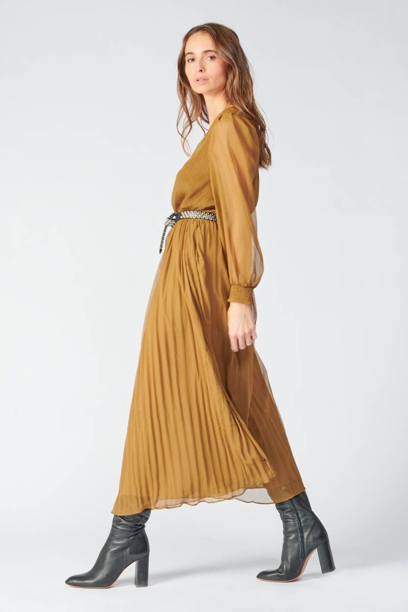 Le Temps Des Cerises Robe Longue Toby Caramel