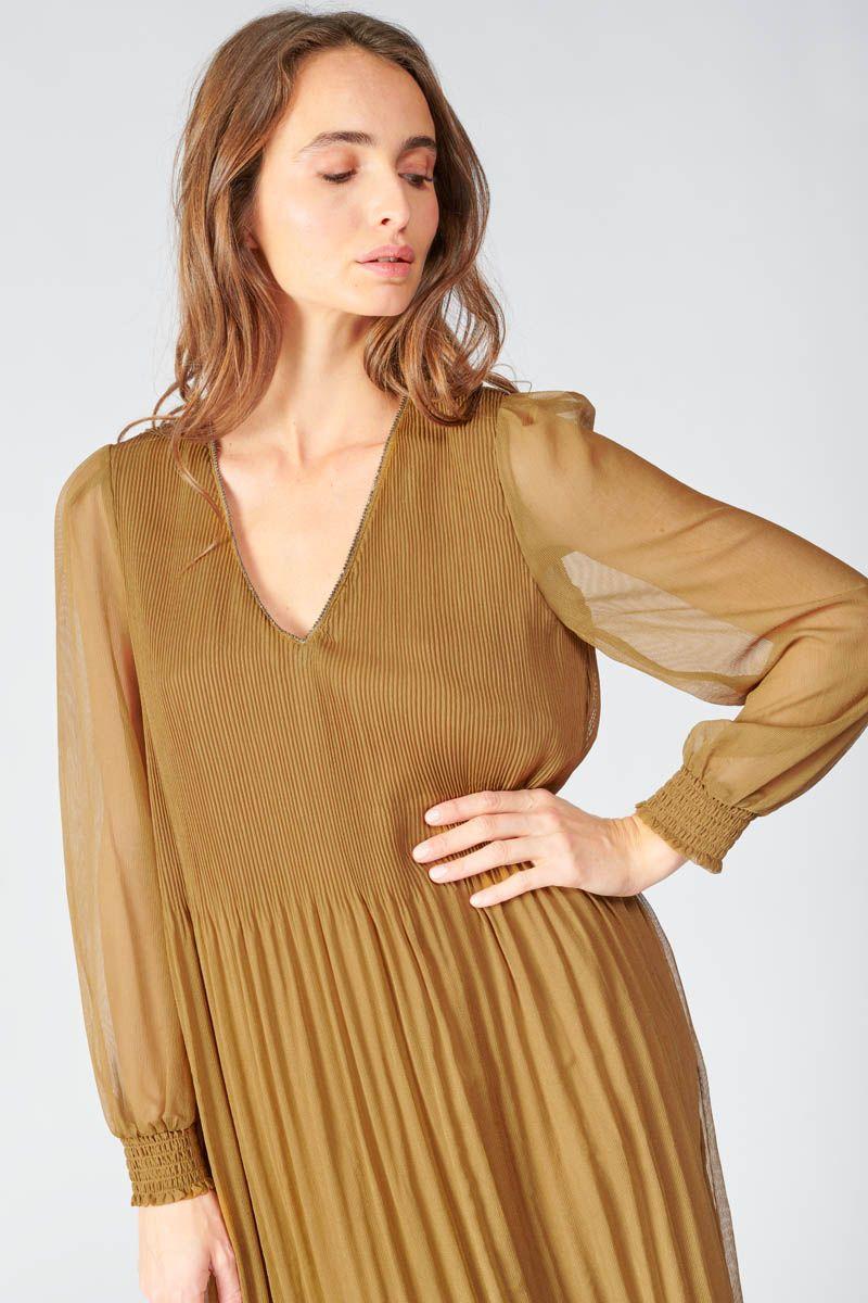 Le Temps Des Cerises Robe Longue Toby Caramel