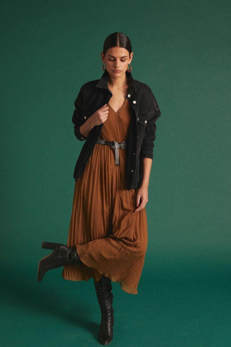 le temps des cerises Robe longue Toby caramel