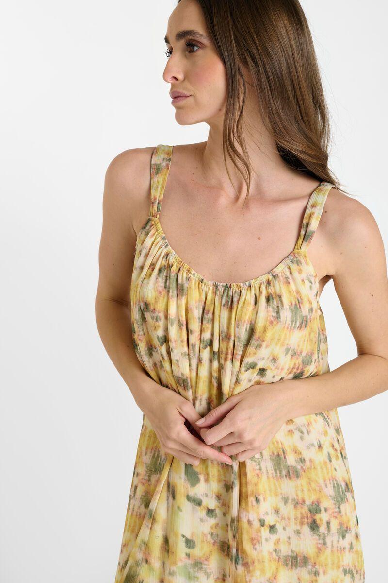 Le Temps Des Cerises Robe Luiza Jaune à Motif