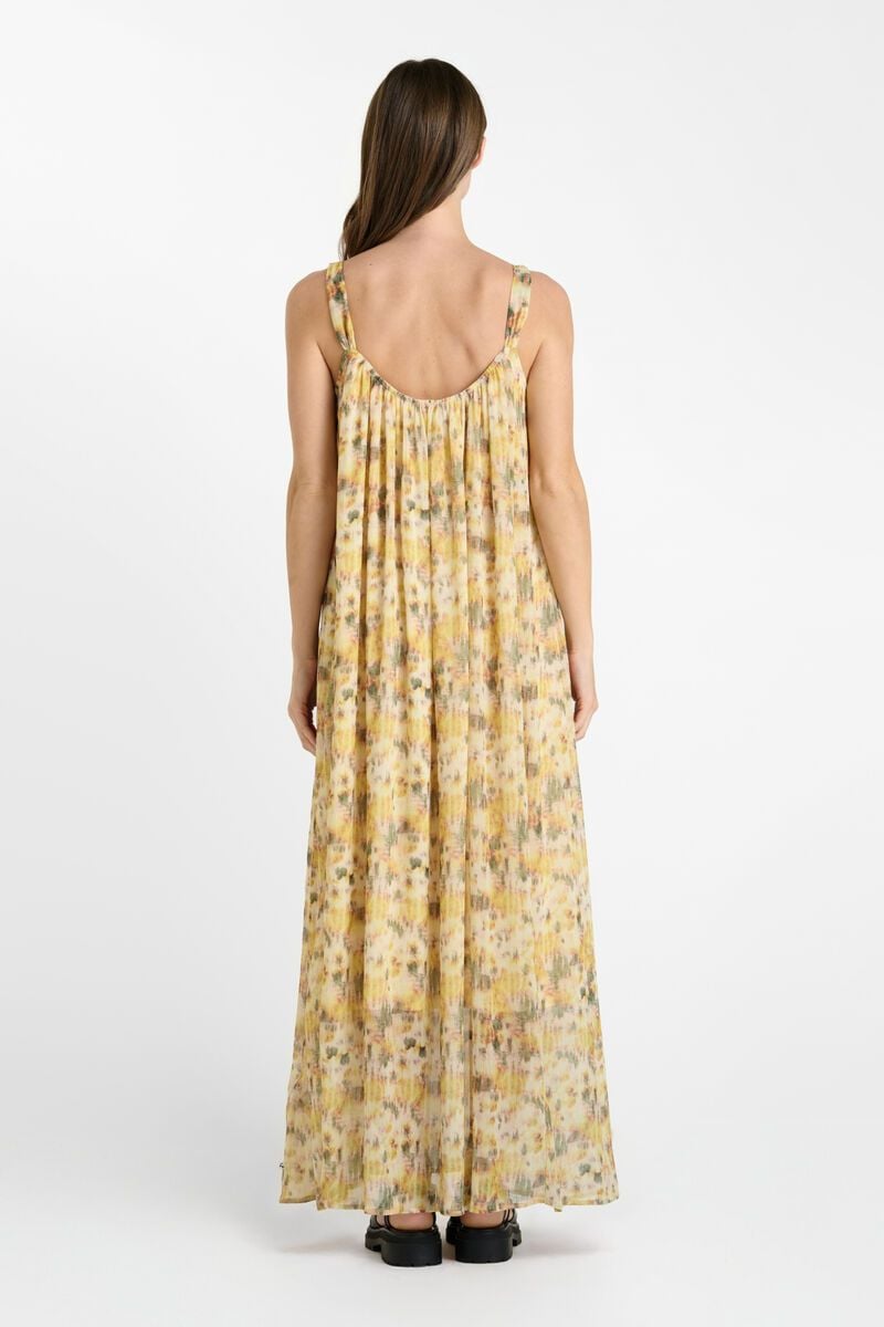 Le Temps Des Cerises Robe Luiza Jaune à Motif