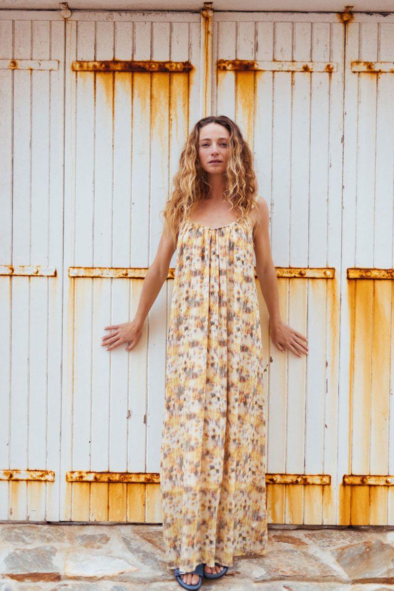 le temps des cerises Robe Luiza jaune à motif