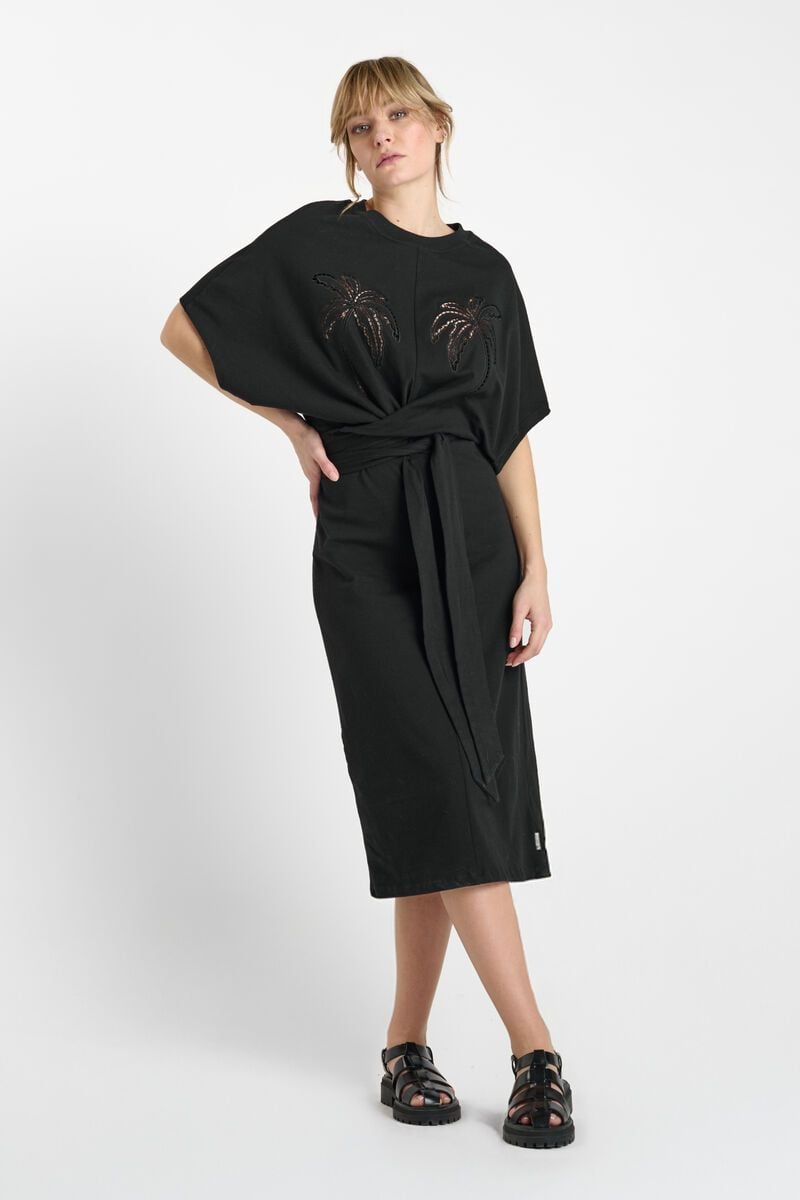 le temps des cerises Robe Miky noire brodée