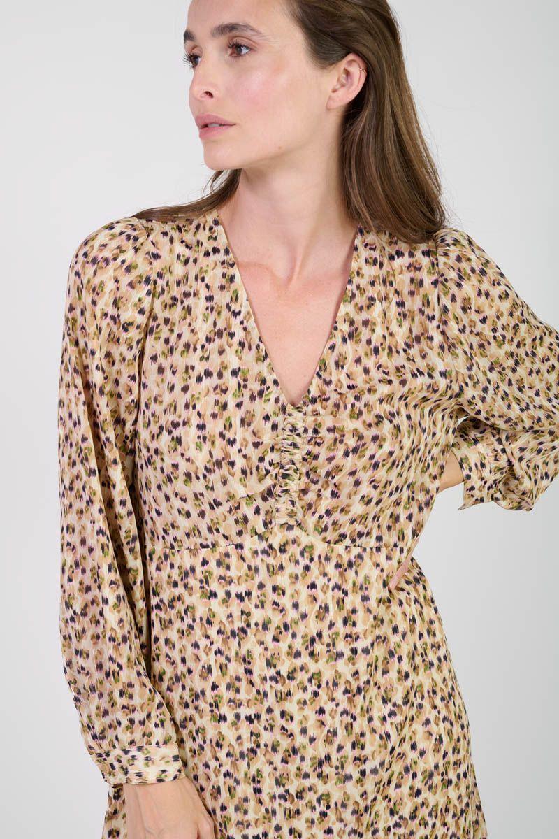 Le Temps Des Cerises Robe Nahia Beige à Motif