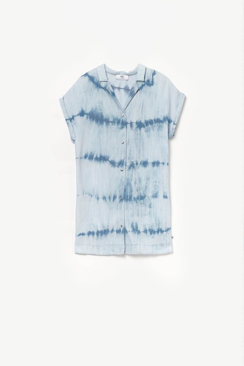 Le Temps Des Cerises Robe Nikosgi Tie And Dye Bleu