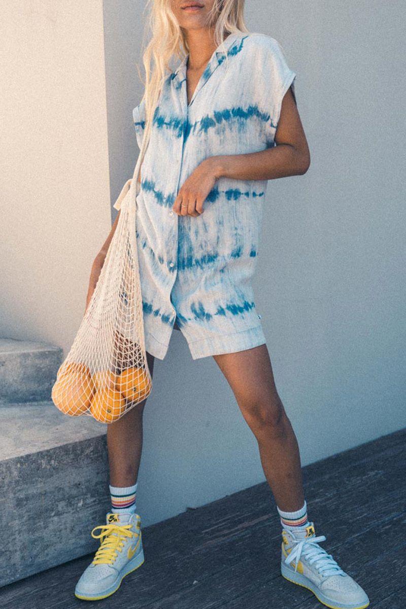 le temps des cerises Robe Nikosgi tie and dye bleu