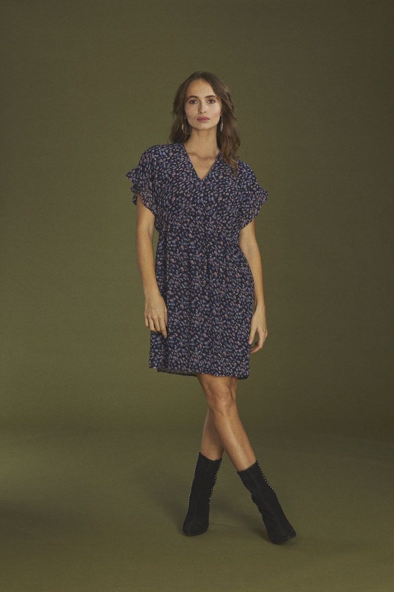 le temps des cerises Robe Paola à motif léopard