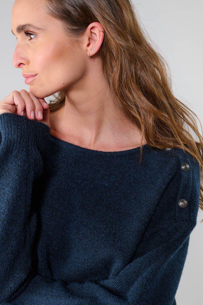 Le Temps Des Cerises Robe Pull Tortanq Bleu Marine