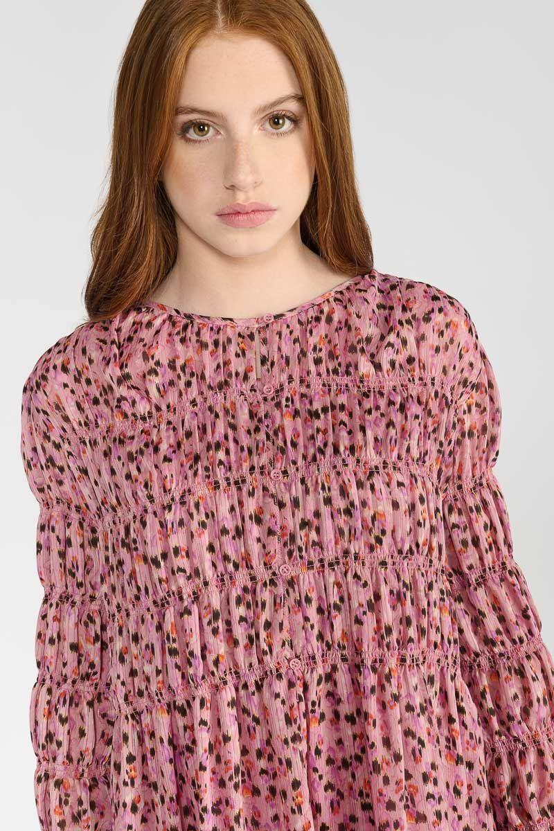 Le Temps Des Cerises Robe Smalgi Rose à Motif