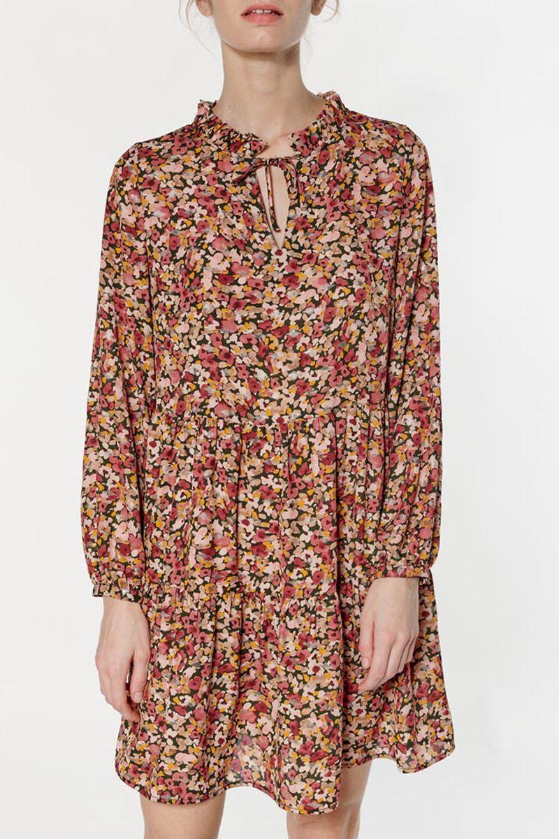 Le Temps Des Cerises Robe Sun à Motif Fleuri Rose