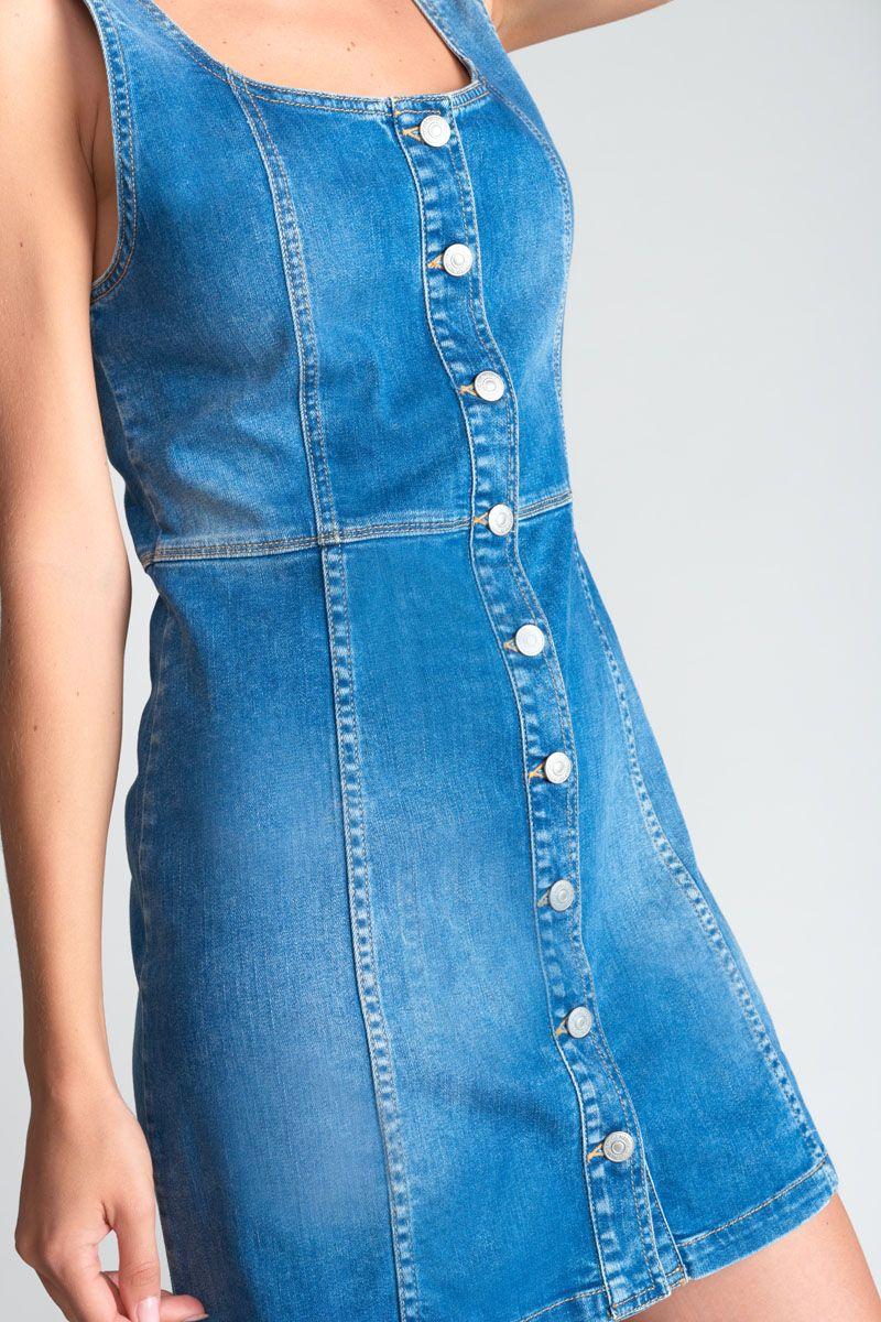 Le Temps Des Cerises Robe Tirana En Jeans Bleu