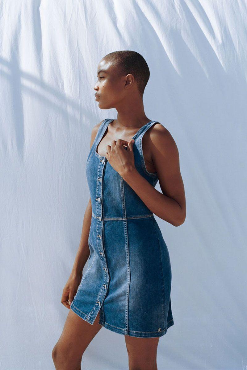 le temps des cerises Robe Tirana en jeans bleu